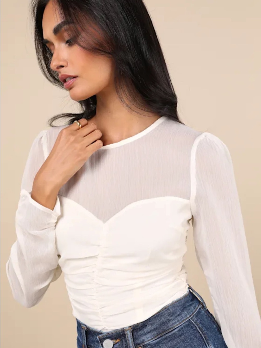 Majorly Composed Ivory Long Sleeve Top